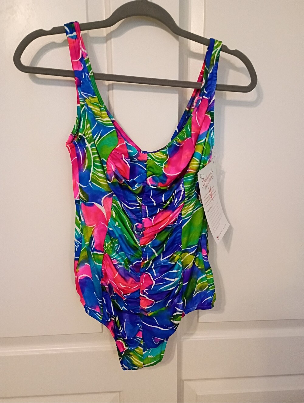 Vintage Island Native Neon Floral One Piece Swimsuit Size 18 Dead Stock